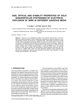 SIZE, OPTICAL AND STABILITY PROPERTIES OF GOLD
