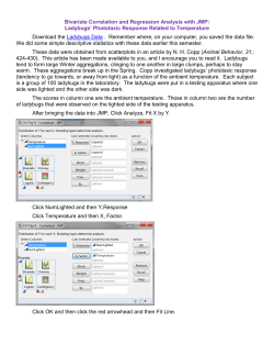 Bivariate Correlation and Regression Analysis with JMP: Ladybugs