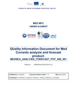 QUality Information Document for Med Currents analysis and