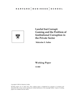 Lawful but Corrupt - Harvard Business School