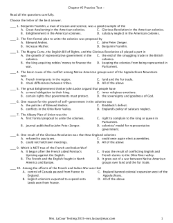 Chapter #5 Practice Test