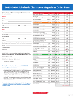 2015–2016 Scholastic Classroom Magazines Order Form