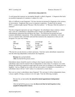 SENTENCE FRAGMENTS