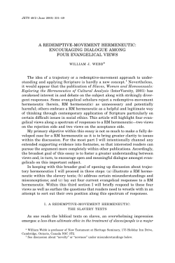A REDEMPTIVE-MOVEMENT HERMENEUTIC