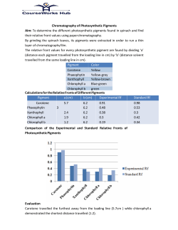 Chromatography of Photosynthetic Pigments Aim: To