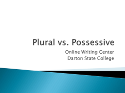 Plural vs. Possessive