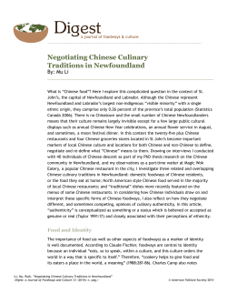 Negotiating Chinese Culinary Traditions in Newfoundland