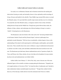 Galileo Galilei and Constant Uniform Acceleration For nearly over a