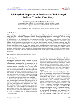 Soil Physical Properties as Predictors of Soil Strength Indices