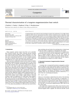 Thermal characterisation of a tungsten magnetoresistive heat switch