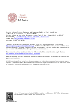 Gumbo Politics: Unions, Business, and Louisiana Right-to