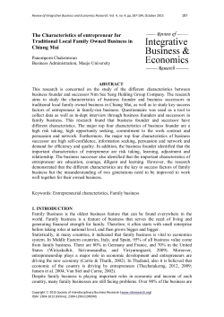 The Characteristics of entrepreneur for Traditional Local Family
