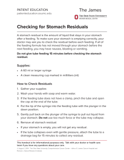 Checking for Stomach Residuals - OSU Patient Education Materials