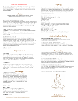 Our Spa Menu 2017