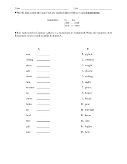 Homophones / Homonyms