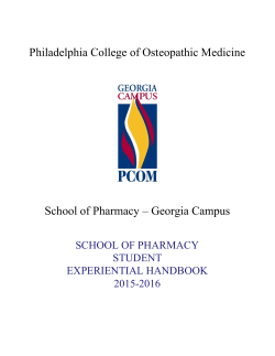 School of Pharmacy Experiential Handbook.