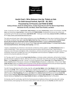 Austin Food + Wine Releases Line-Up, Tickets on Sale for Sixth
