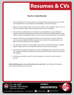 Tips for a Great Resumé
