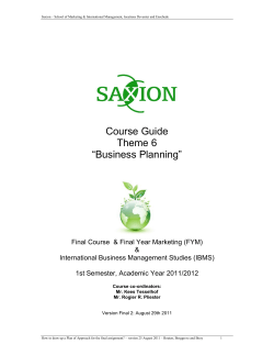 Course Guide Theme 6 &ldquo;Business Planning&rdquo;