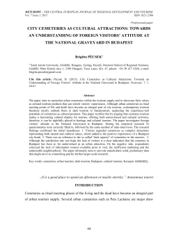 city cemeteries as cultural attractions: towards an understanding of