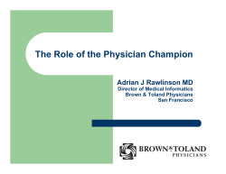 The Role of the Physician Champion