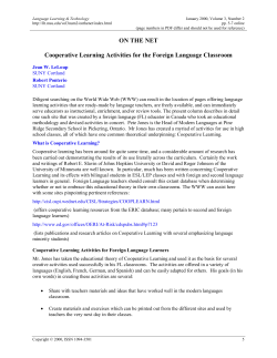 Cooperative Learning Activities for the Foreign Language