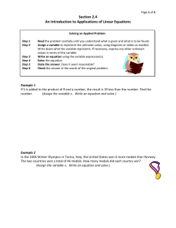 Section 2.4 An Introduction to Applications of Linear Equations