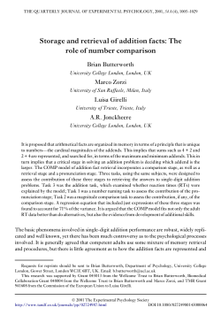 Storage and retrieval of addition facts