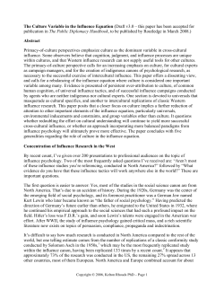 The Culture Variable in the Influence Equation