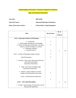 Detailed Syllabus of the M.Ed. 1st Semester Programme in