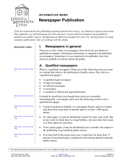 Newspaper Publication - League of Minnesota Cities