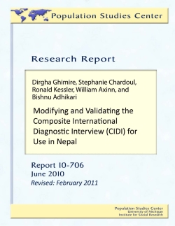 Modifying and Validating the Composite International Diagnostic