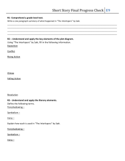 Interlopers Assessment Worksheet 9