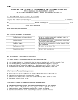 Take Home Quiz One (DUE 6/11)