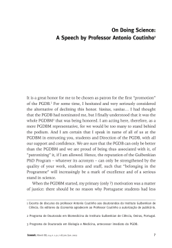 Doing Science: A Speech by Professor Antonio Coutinho