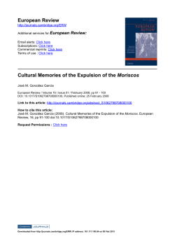 Cultural Memories of the Expulsion of the Moriscos