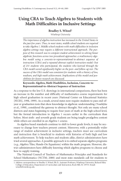 Using CRA to Teach Algebra to Students with Math