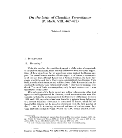 Qn the Latin of Claudius Terentianus