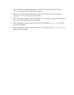 1. What is the pH of a solution formed from a 0.8 M acetic acid