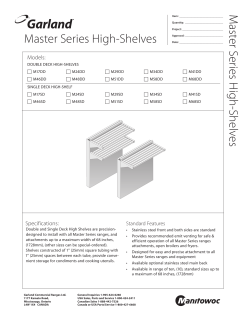 Master Series High-Shelves M aster Series H igh