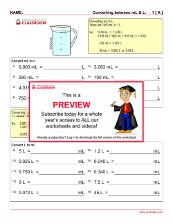 6,000 mL = L 5) 5,083 mL = L 290 mL = L 6) 100 mL = L 4,019 mL