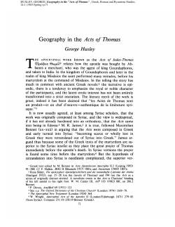 Geography in the Acts of Thomas - Greek, Roman, and Byzantine
