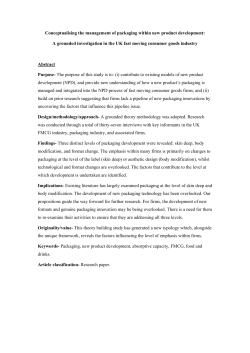 Conceptualising the management of packaging within new product