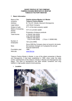 SHORT PROFILE OF THE COMPANY FABRIKA DUHANA MOSTAR