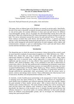 Factors influencing decisions to visit private parks: The