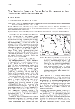 New Distribution Records for Painted Turtles, Chrysemys picta, from