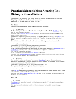 Biology`s Record Setters