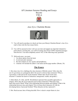 AP Literature Summer Reading and Essays Beyette YWLA Jane