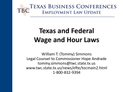 Texas and Federal Wage and Hour Laws