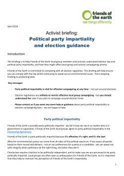 Activist briefing: Political party impartiality and election guidance